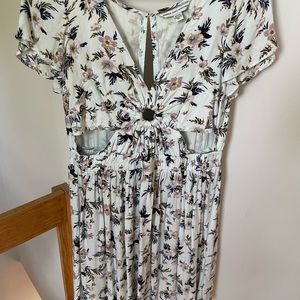 White floral dress with middle slits